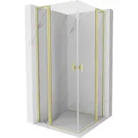 Mexen Mist L Duo douchecabine scharnierend 105 x 105 , transparant, goud geborsteld - 8A4L-105-105-55-00