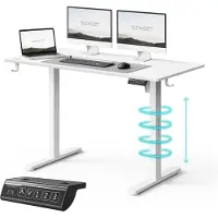 Sense7 NOJO LIGHT - Zit Sta Bureau - 120 cm x 60 cm - Elektrisch bureau - Verstelbare bureau - Elektrische Hoogteverstelling - Hoogte 72-118 cm - Intelligent Bedieningspaneel - Wit
