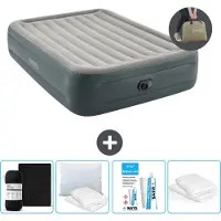OEM Luchtbed - 2-Persoons - 152 x 203 x 46 cm - Grijs - Inclusief pomp - Hoeslaken - Kussen - Reparatieset en Kussenbeschermer
