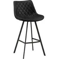 Happyment Barkruk Minoli - Zwart - Met rugleuning - Voetsteun - Voor Keuken en Ba - Imitatie leer - Set van 1