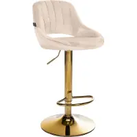 CLP Milet Barkruk - Met rugleuning - Verstelbaar - Velvet - Fluweel - goud/creme