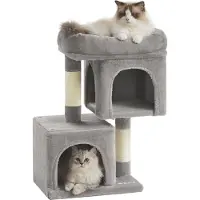 Acaza Krabpaal - Krabpaal voor Katten - Lichtgrijs - 65 cm hoog - Kattenhuis - Krabpalen - Kattenkrabpaal