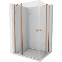 Mexen Mist Duo scharnierende douchecabine 120 x 85 , transparant, geborsteld koper - 8A4-120-085-65-00