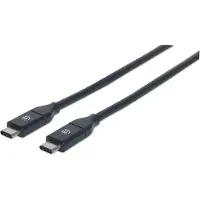 Manhattan USB-kabel USB 3.2 Gen1 (USB 3.0 / USB 3.1 Gen1) USB-C stekker, USB-C stekker 1.00 m Zwart UL gecertificeerd 353526