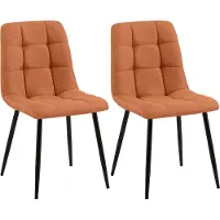 CLP Tilde Set van 2 eetkamerstoelen - Zonder armleuning - Industrieel - Stof/oranje
