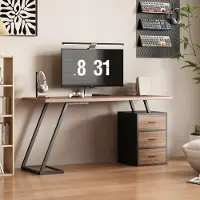STILVORA bureau met 3 lades en een opbergruimte, werkblad in een eenvoudige stijl, industrieel bureau geschikt voor slaapkamer of kantoor