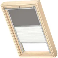Velux verduisterend rolgordijn met plisse DFD CK02 0705S grijs / wit