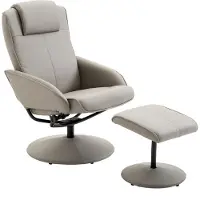 HOMCOM Relaxfauteuil met Voetensteun - 360 graden Draaibaar - Grijs
