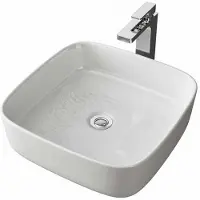 Nikcorp Wastafel, vierkant, keramiek, wit, 39x39x13 cm, design met lotus-effect