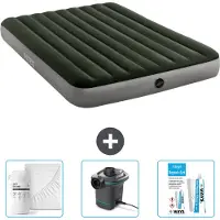 Intex Luchtbed - 2-Persoons - 152 x 203 x 25 cm - Groen - Inclusief Hoeslaken - Pomp en Reparatieset