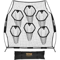 Vevor Football Coach Werpnet Oefennet (274 x 106 x 243 cm) met 6 doelvakken en draagbare opbergtas en riemen
