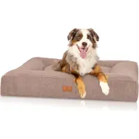 Knuffelwuff orthopedisch hondenbed van velours met handgeweven uiterlijk Sofia 100x80 cm beige