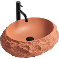 REA Mika Kunstmatige Composietsteen Ovaal - Wastafel - Imitatiesteen, Oranje - 50 X 38 X 15 Cm