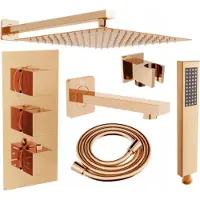 Mexen Cube DR02 inbouw bad-doucheset met 30 regendouche, roze goud - 77503DR0230-60
