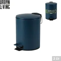 Urban Living Pedaalemmer Toulon - donkerblauw - 3 liter - metaal - L17 x H23 cm - soft-close - toilet/badkamer