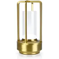 MMOBIEL LED Tafellamp Glazen Dimbaar Oplaadbaar – Draadloze Metalen Tafellamp met Touchbediening, 3 Lichtkleuren, USB-C, 2000mAh Accu voor Binnen & Buiten, Slaapkamer, Restaurant, Patio – Goud