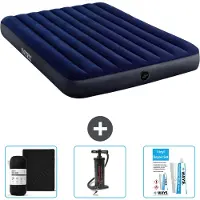 Intex Luchtbed - 2-Persoons - 152 x 203 x 25 cm cm - Blauw - Inclusief Hoeslaken - Pomp en Reparatieset