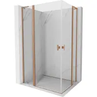 Mexen Mist L Duo draaideur douchecabine 115 x 95 , transparant, geborsteld koper - 8A4L-115-095-65-00
