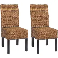 Generique Lot de 2 chaises M69, banane tressée pieds foncés