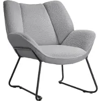 TecTake - Lounge fauteuil - Ronde relax fauteuil - Teddy fauteuil - Gestoffeerde stoel - Bouclé bekleding - Lees fauteuil van pluche - Scandinavische stijl - lichtgrijs