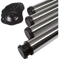 Sotech 4 stuks tafelpoot, gepolijst chroom rond, diameter: 60 mm, hoogte: 820 mm, verstelbaar, belastbaar tot 75 kg