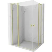 Mexen Mist L Duo draaideur douchecabine 120 x 105 , transparant, geborsteld goud - 8A4L-120-105-55-00