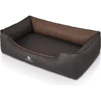 Knuffelwuff orthopedisch hondenbed Outback van laser-gewatteerd kunstleer M-L 85 x 63cm zwart/bruin