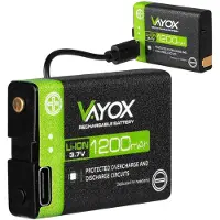 Vayox Akku VA0255, compatibel met hoofdlampen | 1200mAh | Li-ION | 3.7V | USB-C | Groen/Zwart
