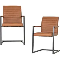 Woood Bas Eetkamerstoelen - Pu - Cognac - Set van 2