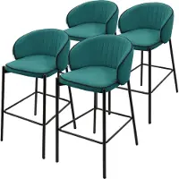 ML-Design Barkruk set van 4 petrol 50x101x54 cm met rugleuning en voetensteun tot 120 kg