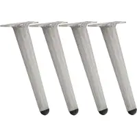 CLP Set van 4 meubelpoten van roestvrij aluminium - Kunststof vloerbeschermers - Voor binnen- en buitenmeubilair - Inclusief schroeven licht grijs