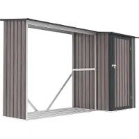Vente-unique Houtstapelplaats in gegalvaniseerd staal met opbergruimte 3,49 m³ - 2,5 stapelmeter - L282 x D109 x H168 cm - DORWOOD