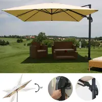 Mendler Gastronomie-scherm met pergola, model HWC-A96, 3x4 meter (diameter 5 meter), scharnierend, polyester/aluminium, 26 kg, kleur crème, zonder standaard, draaibaar