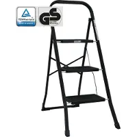 Baumarktplus TRUTZHOLM Opvouwbare Trapladder 3 Treden Zwart - TÜV/GS 150kg Huishoudtrap - Heavy Duty Trapje Antisliptreden Keukentrap