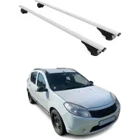 Omtec Dakdragers bagagedragers voor Dacia Sandero 2008-2012, basisdragers, metaal, zilver, 2 stuks
