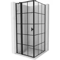 Mexen Mist T douchecabine scharnierend links 75 x 75 , zwart raster, zwart - 8A4T-075-075-70-77-L