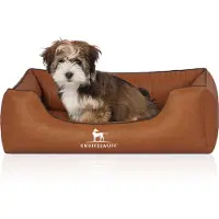 Knuffelwuff Orthopedisch hondenbed Chesapeake van laser-gewatteerd gemarmerd kunstleer M-L 85 x 63cm Rusty