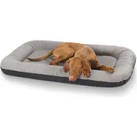 Knuffelwuff kunstleer hondenbed Jerry XL 92 x 75 grijs