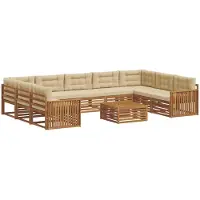 vidaXL Buiten bank set 10 st Natuurlijk en Beige Massief Acacia Hout