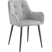 CLP Ferndale eetkamerstoel, fauteuil met beklede fluwelen hoes licht grijs