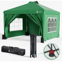 VOUNOT Paviljoen 3x3m, opklapbaar, met 4 zijpanelen en 4 zandzakken, groen