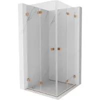 Mexen Lunar-F Duo inklapbare douchecabine 75 x 75 , transparant, geborsteld koper - 836-075L-075P-65-00