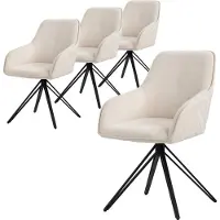 ML-Design eetkamerstoelen draaibaar set van 4, textiel geweven stof, crème, woonkamerstoel met armleuning/rugleuning,