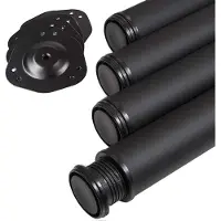 Sotech 4 stuks tafelpoot, zwart rond, diameter: 60 mm, hoogte: 710 mm, verstelbaar, belastbaar tot 75 kg