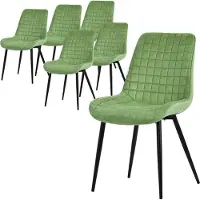 ML-Design Eetkamerstoel set van 6 salie met fluwelen bekleding en stalen poten Keukenstoel met rugleuning ML design