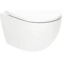 Siko SAT Fusion wandtoilet met spoelrand, Tornado Flush, Whirlflush, Softclose, waterbesparend, stil, 36 x 31,5 x 49 cm, wit