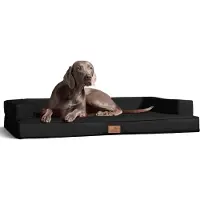 Tierlando Orthopedisch design hondenbank GIBSON VISCO, kunstleer, kubische vorm - Afmetingen: 150x100cm | Kleur: 03 Zwart