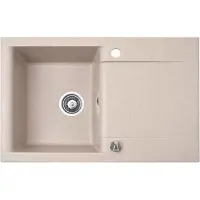 QLS Spoelbak 76x44 cm met afdruipgedeelte en omkeerbare sifon - Luna Beige, artikelnummer 11187