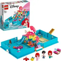 LEGO 43176 Disney Prinsessen: Ariëls Sprookjesboek, met een mini-poppetje van prinses Ariël uit de Kleine Zeemeermin en andere figuurtjes, een klein cadeautje