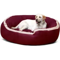 Tierlando LANA Hondenbed, hondenbank, maat M, L, XL, fluweel, MEGA GROOT, SUPER ZACHT - Afmetingen: 100x90 cm | Kleur: 04 Donkerrood